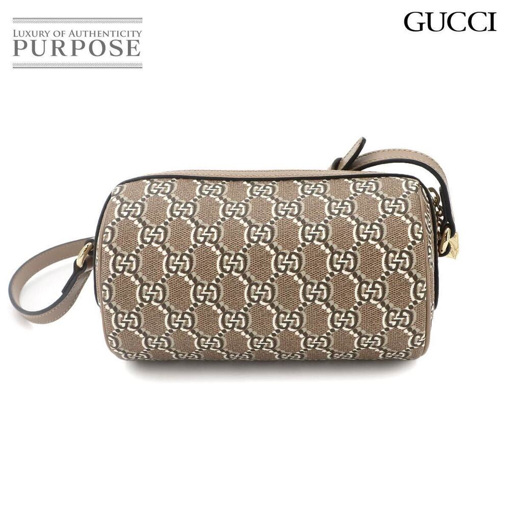 Gucci GG Supreme Canvas Leather Shoulder Bag Shadow Black Beige